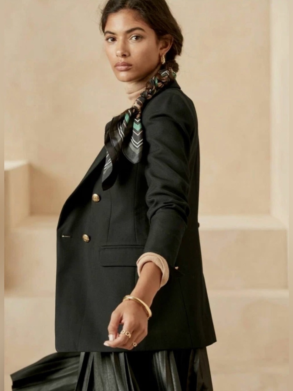 Banana Republic Captain’s Blazer Jacket in Black w/ Classic Gold Buttons Size 12